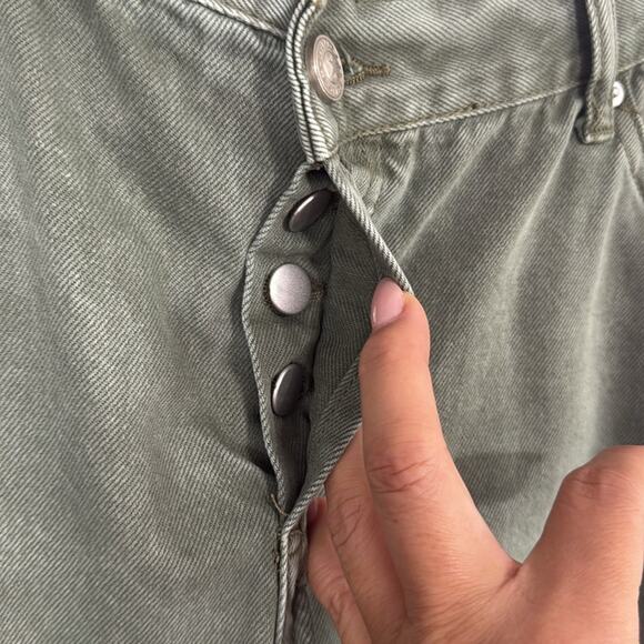 Princess Polly Women Button Fly Denim Olive Straight Jeans Size 8 - Picture 4 of 9